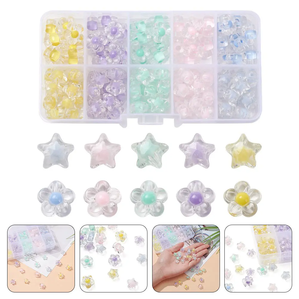 

Акриловые бусины в форме звезды и цветка для рукоделия, изящные разделительные бусины для изготовления украшений, браслетов, ожерелий, аксессуаров для волос
