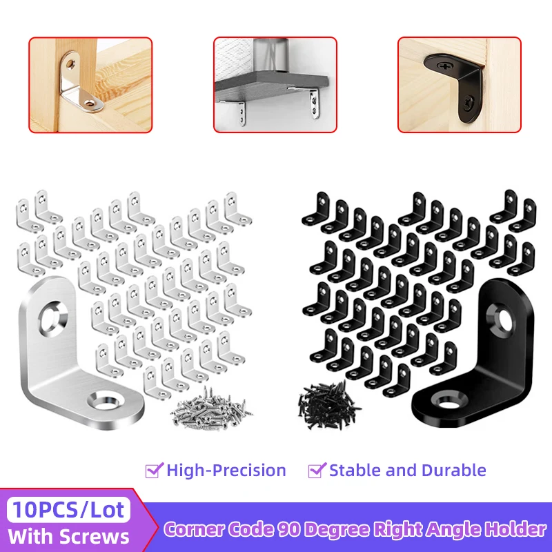 

Creamily 10PCS/Lots Corner Code 90 Degree Right Angle Holder Support Furniture Board Connection Tool For Holding Mounting Fixing