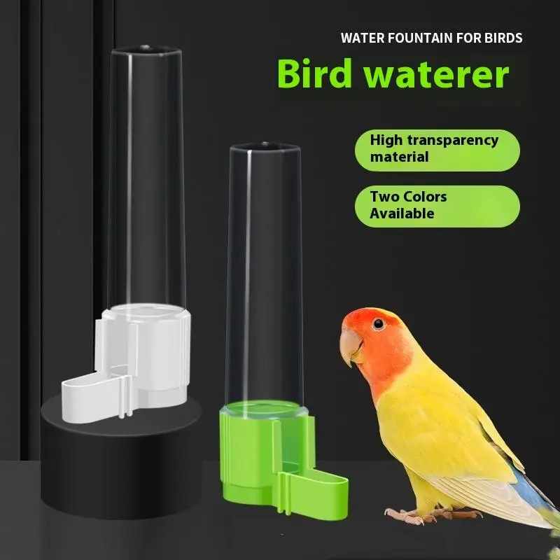 Automatischer transparenter Vogel-Wasserspender und Futterspender, Wasserflasche, Anti-Spatter, leicht zu reinigen, einfaches Design, Haustier-Vogelzubehör