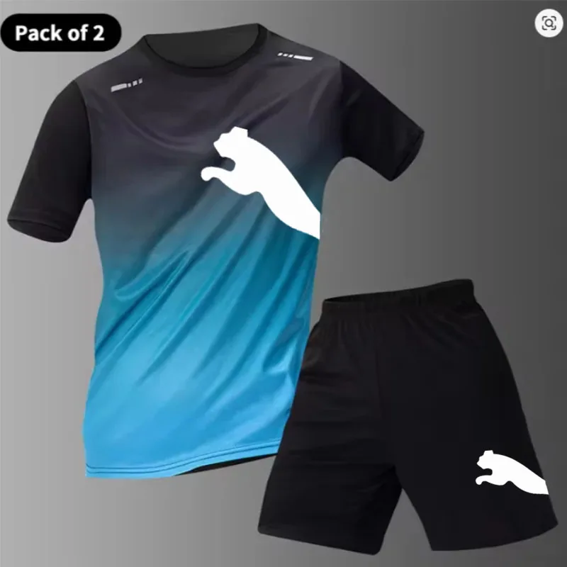 

Men's Lightning Quick-Drying Loose Sports Suit Short-Sleeved Top And Running Shorts for Teenagers Outdoor Fitness And Runn