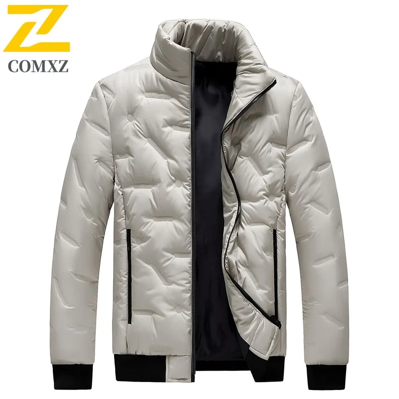 COMXZ Padding Coat Plus Size Stand Collar Winter New Thickened Korean Style Cotton Jacket Men Fleece Lined Unisex Outerwear