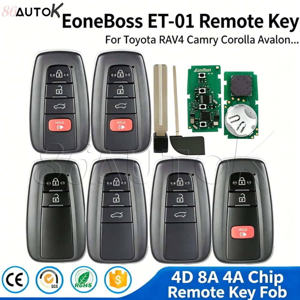 

86AUTOK- 4D 8A Chip Remote Control Key For Toyota Corolla RAV4 Avalon Camry Land Cruiser Highlander Eoneboss ET-01 Smart Car Key