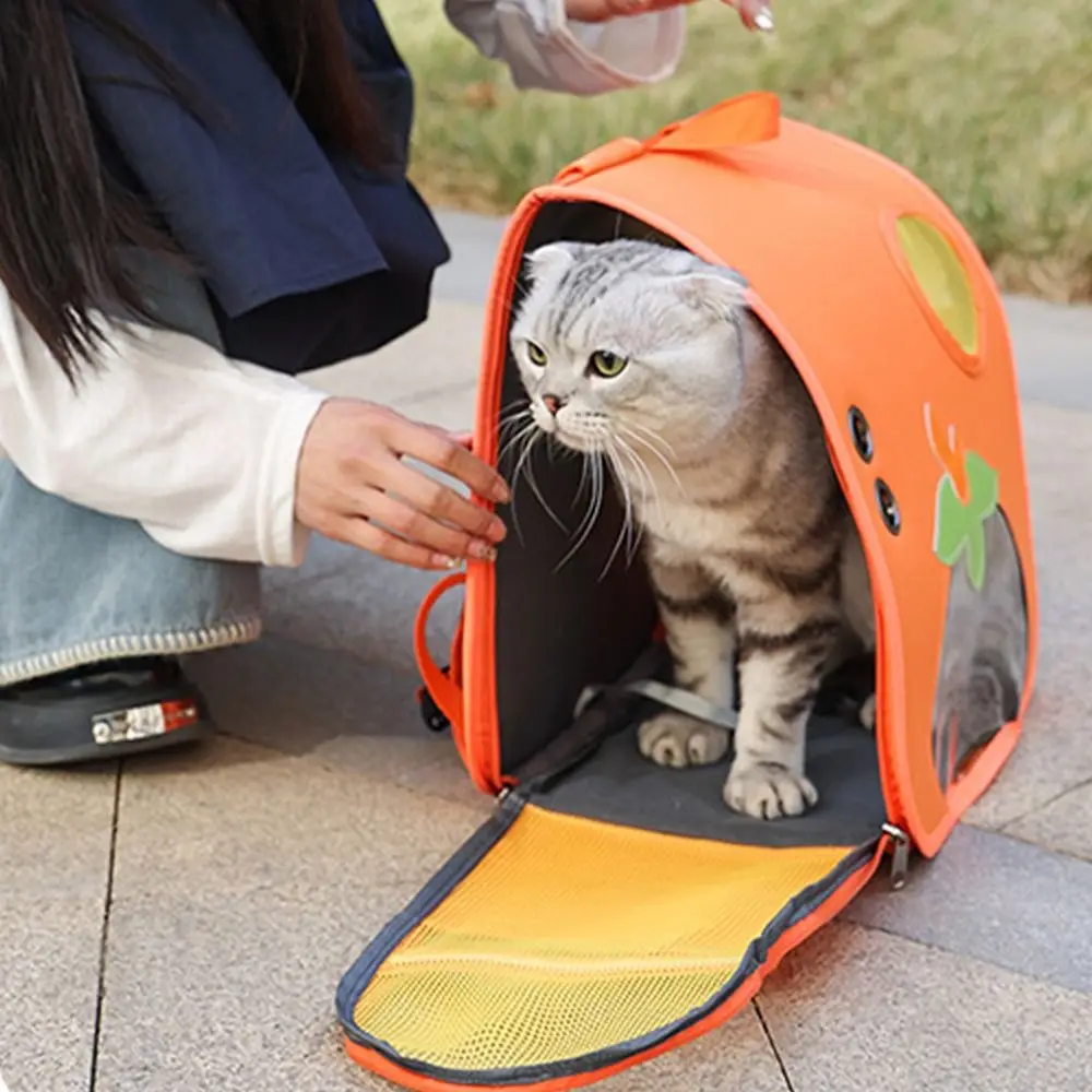 

Wear-resistant Cartoon Cat Backpack Breathable Large Capacity Pet Backpack Foldable Visible Dog Carrier Bag Travel