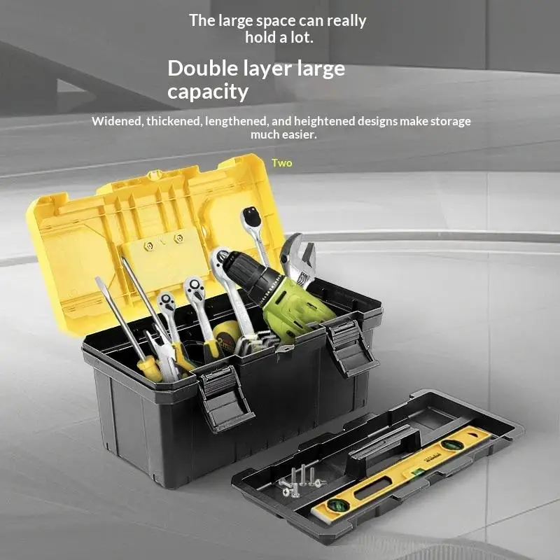 【BA】1Pcs 12/14 Inches Thickened Plastic Tool Box Portable Hardware Tool Storage Case With Transparent Small Parts Compartment