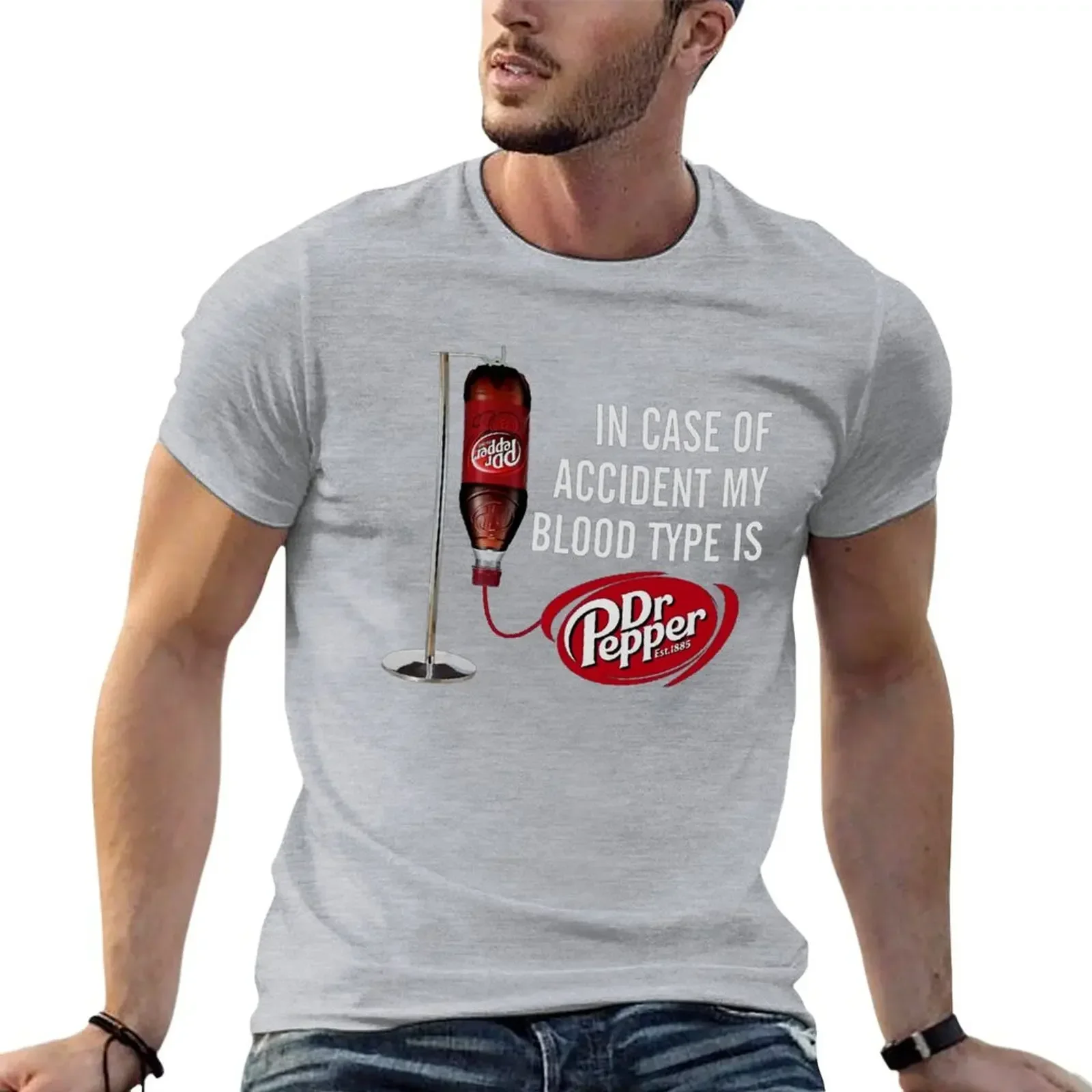 Sublime customs design your own mens champion t shirts in Case of Accident My Blood Type is Dr Pepper T-shirt oversized graphic view 5