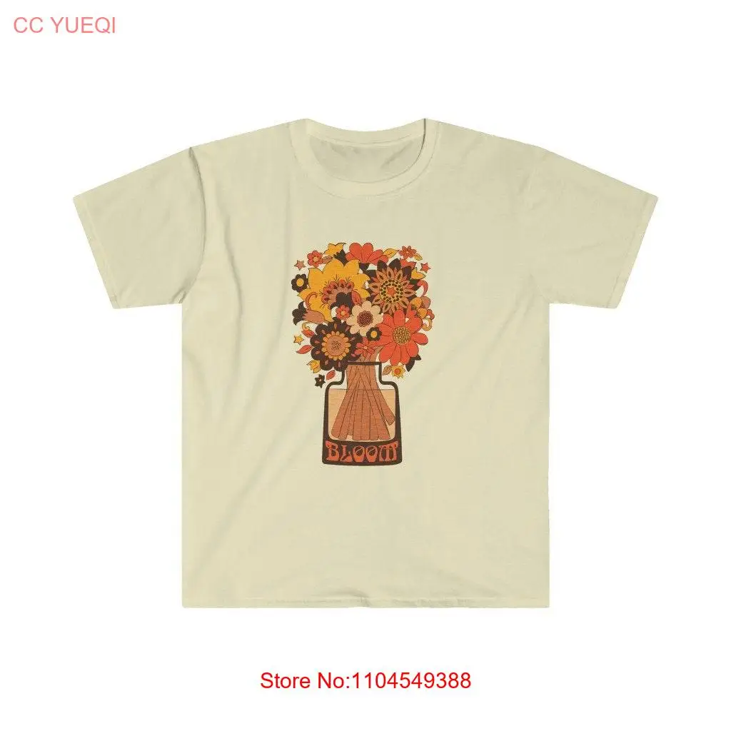 

Vintage 70's colors Red Orange Yellow and Brown Retro Bloom Flower T shirt long or short sleeves