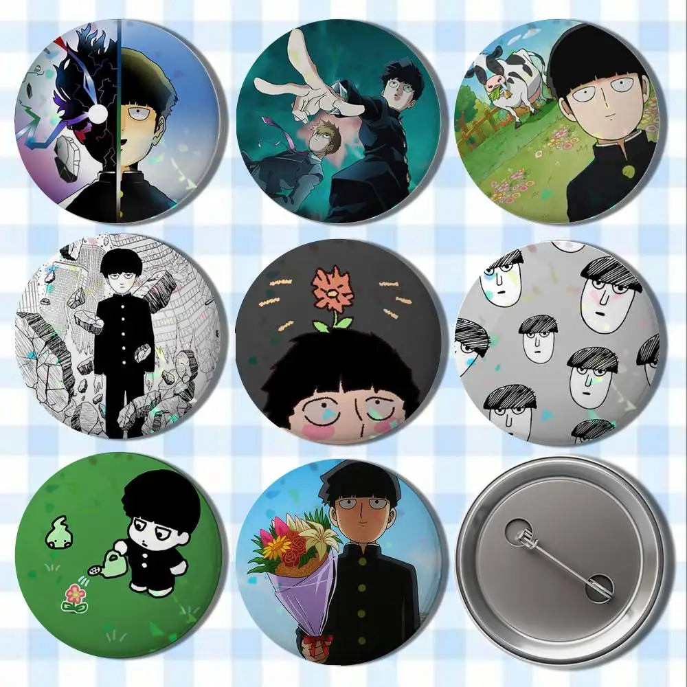

M-Mob Psycho 100 Anime Badges Button Round Creative Pin Brooch Badge Bag Decor Accessories Fans Collect Friends Gifts