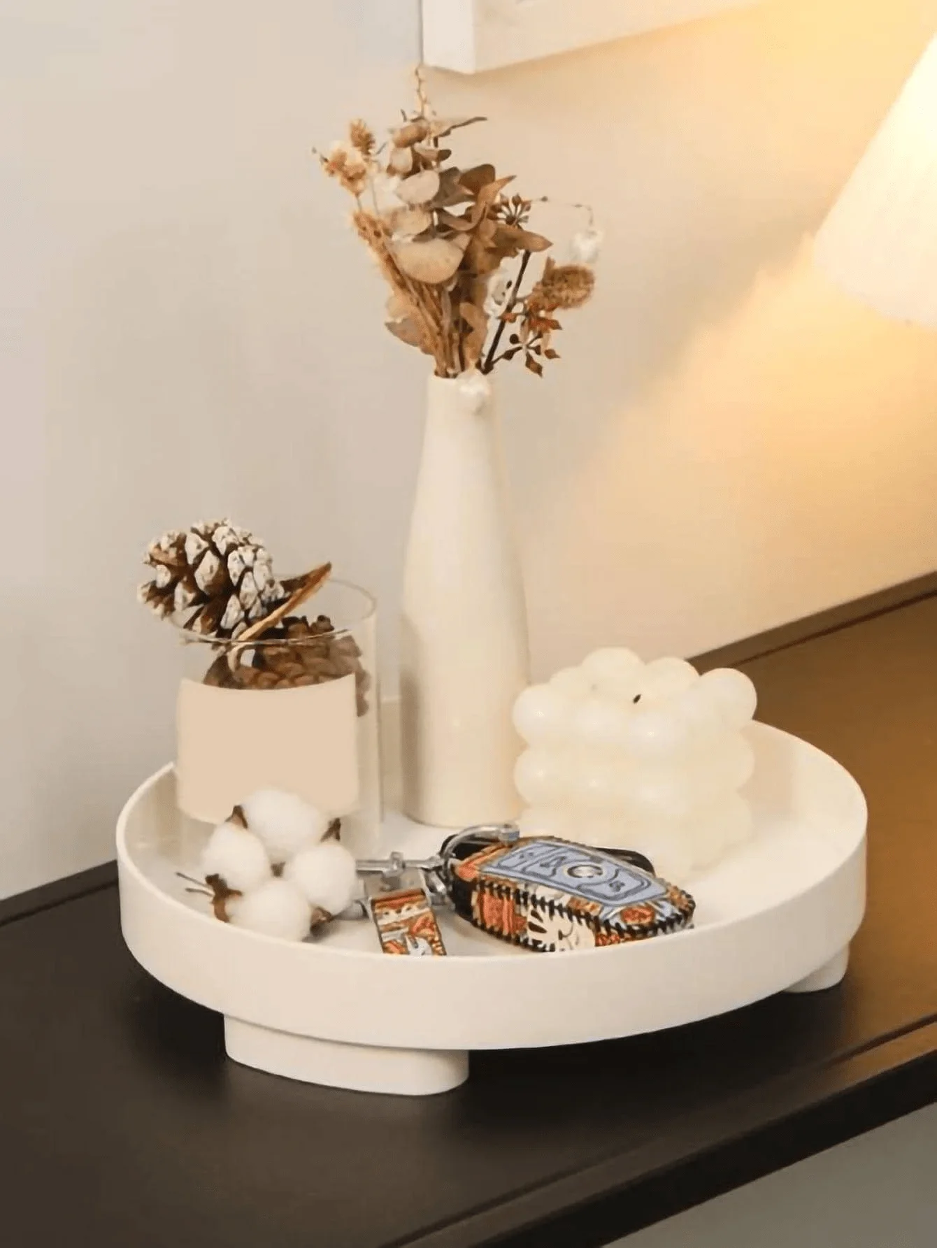 

1pc Simple Decor Tray: Dresser Key/Cosmetic/Aromatherapy Organizer - Birthday Gift