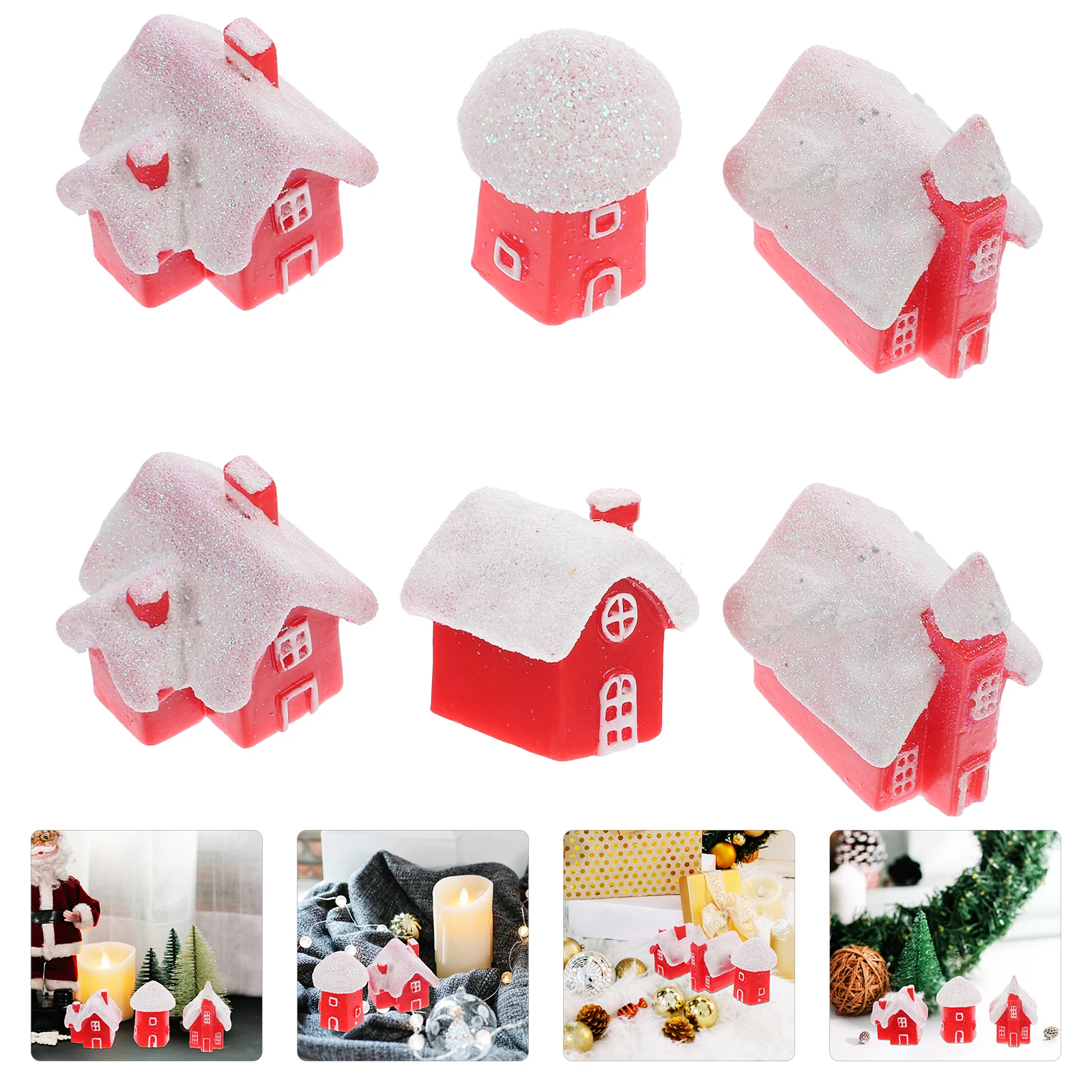 

6Pcs Xmas Resin Snow Decorations Miniature Christmas Ornaments Mini Decor Desktop Holiday Home Decor Xmas Miniature
