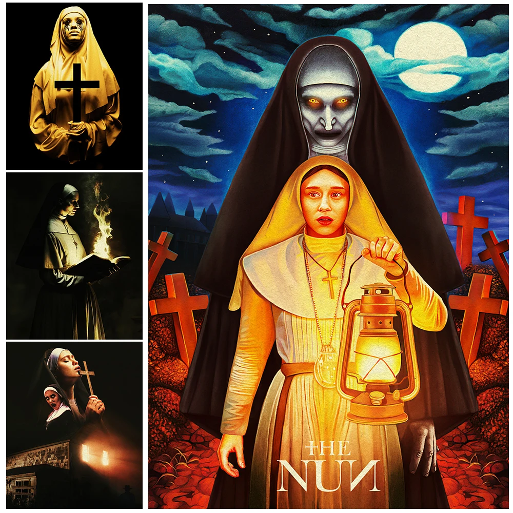 

Creepy Demon Nun Vintage Wall Art Canvas Painting Demons And Believers Of God Art Poster Print For Living Room Decor Unframed