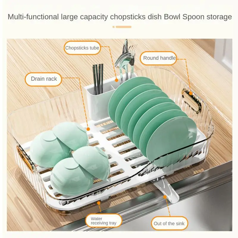 Dish Storage Rack Transparent White Diversion Water Large Capacity Storage Hollow Drain High Quality Material Drainer Rack