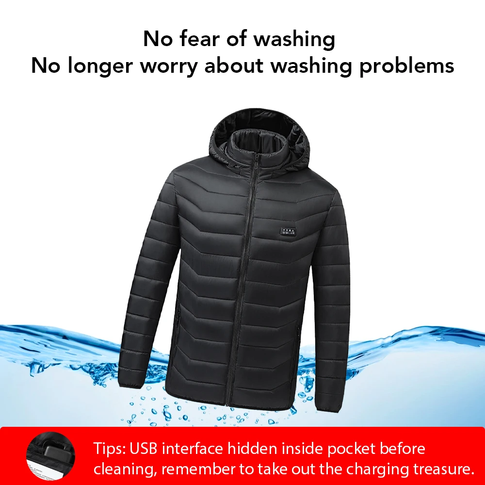 25 Areas Heated Jacket Men USB Electric Heating Hooded Cotton Clothes for Couple Winter Motorcycle Jacket Outdoor Warm Coat