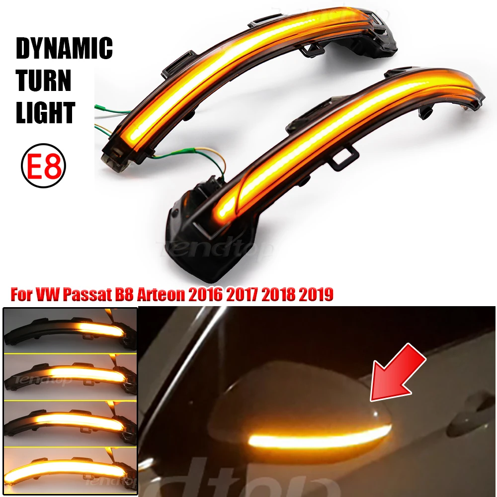 For Volkswagen VW Passat B8 Arteon  For VW Golf MK8 Dynamic Turn Signal Blinker Sequential Side Mirror Indicator Lights