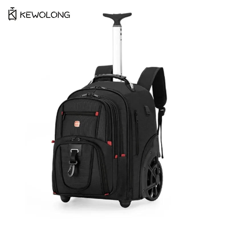 

Oxford Fabric Student Trolley Backpack Large Capacity Wheeled School Bag with Big Wheels for Travel Backpack