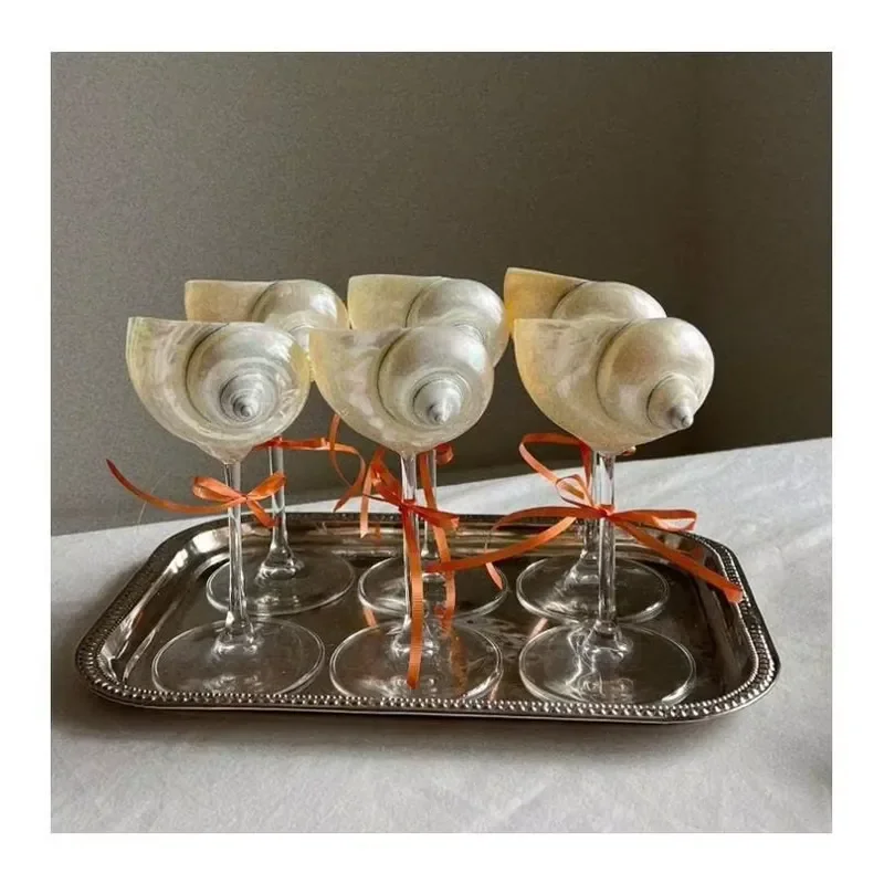 Handmade Conch Shell Wine Glass Luxury Goblet Decoration for Catering Celebration Gifts Bulk Available