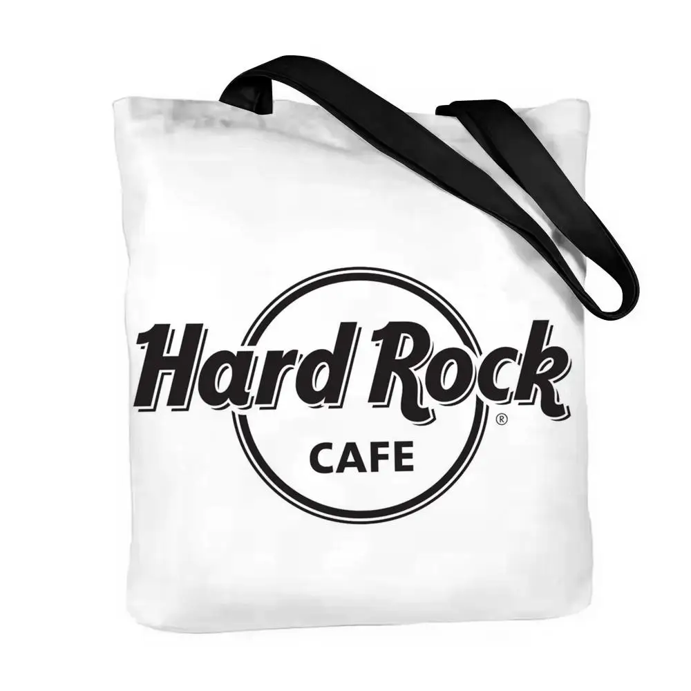 Luxury H-Hardcore Cafe Storage Bags Canvas Double-Sided Print Fashion Shoulder Tote Shopping Bag Gift Eco Handbags