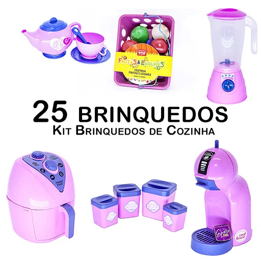 Children's Kitchen Electro Air Fryer Teapot Cup Market 25 pc