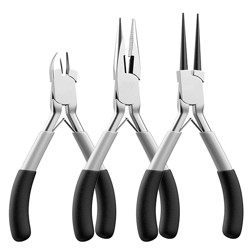DTA5 Mini Pointed Toothless Extended Pointed Mouth Oblique Mouth Pliers Set DIY Tools Pliers 3Pcs Carbon Steel
