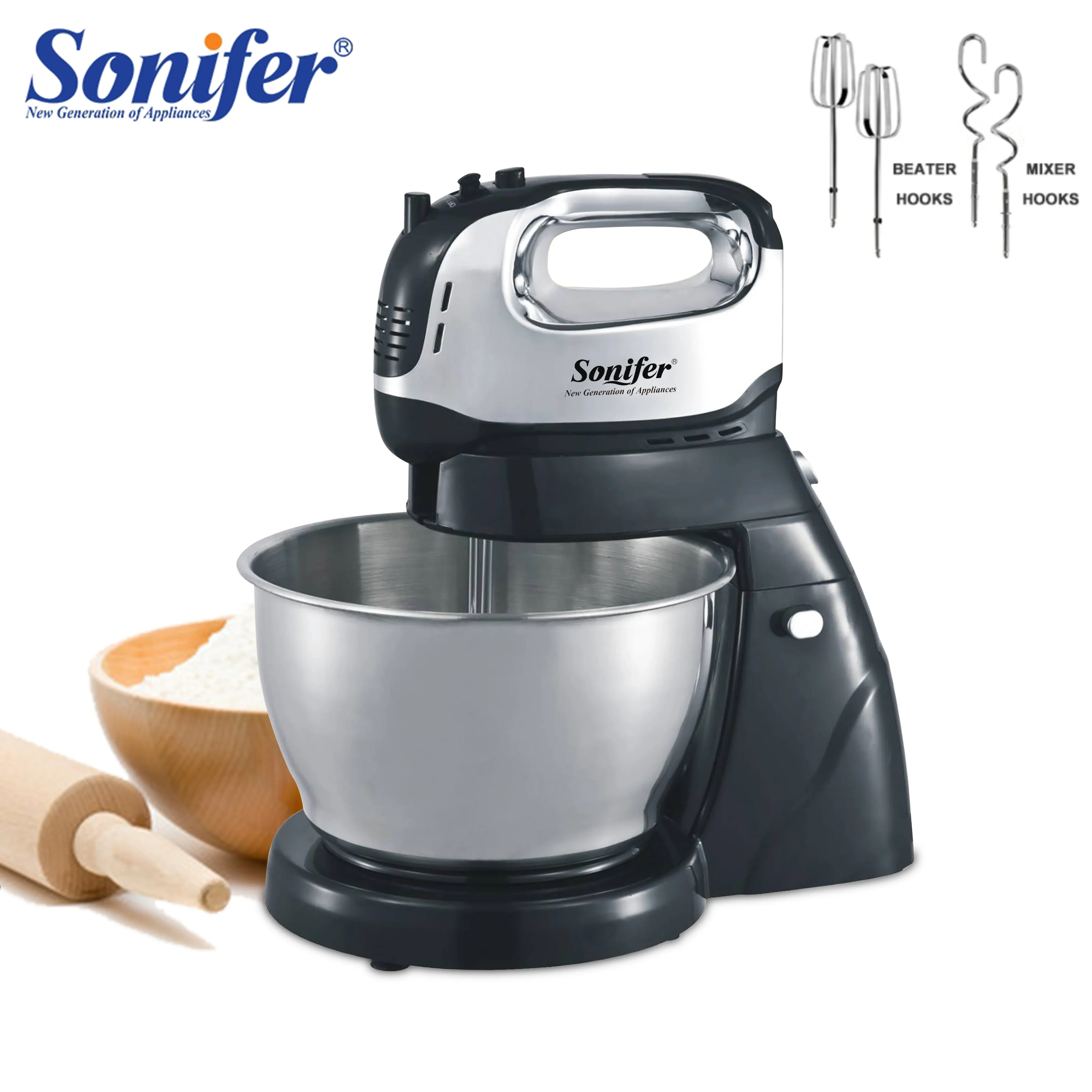 

Stand Mixer Professional Kitchen Aid Chef Machine 250W Food Blender Cream Whisk Cake Dough Mixers With 3L Bowl Charm Sonifer