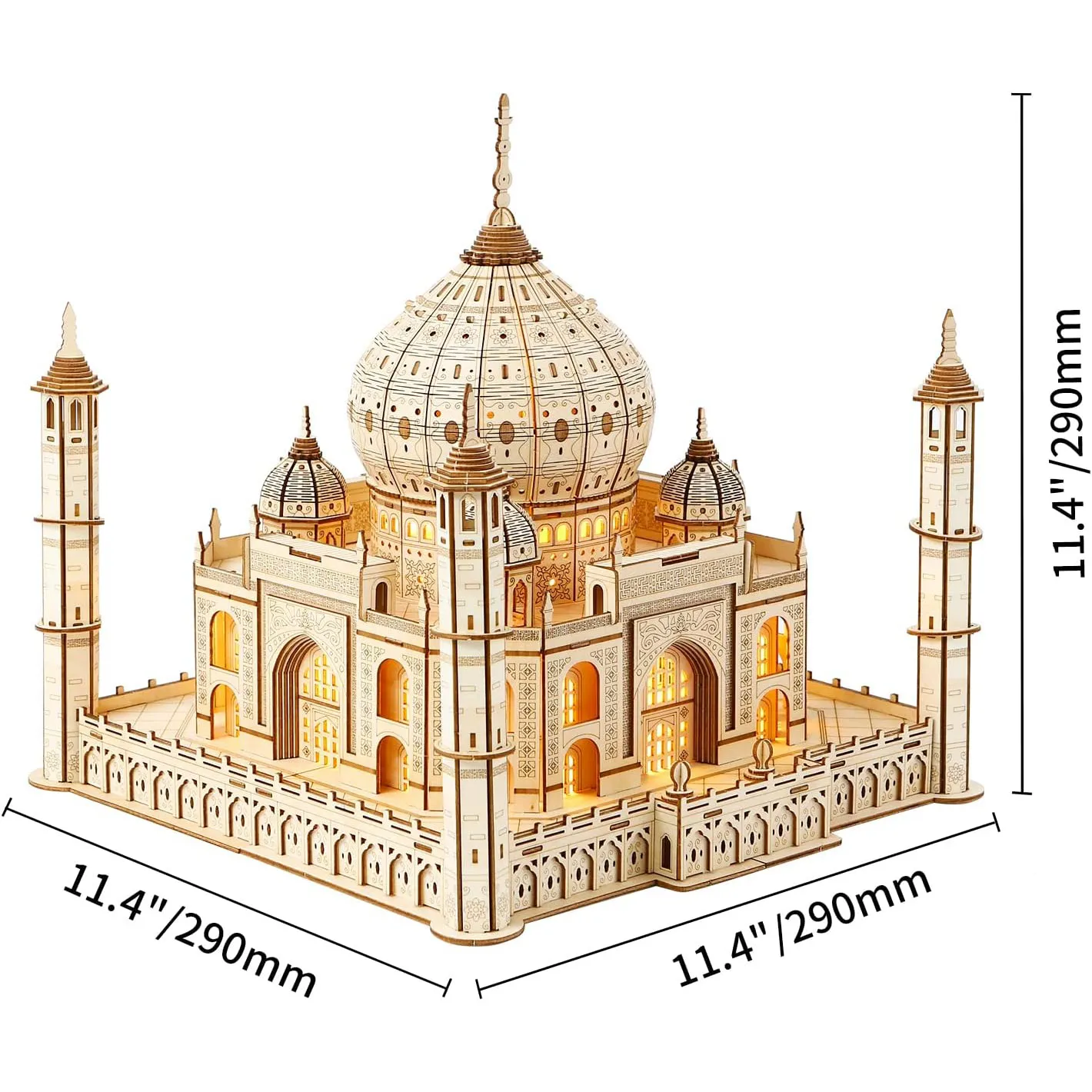 3D Puzzle Wooden House Model Royal Castle Taj Mahal With Light Wood Assembly Toy For Kids Adult DIY Model Kits for Gifts