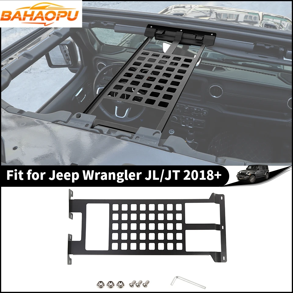 BAHAOPU Front Roof Rack Storage Shelf Luggage Rack for Jeep Wrangler JL 2018 Up for Jeep Gladiator JT 2018 Up Car Accessories