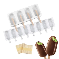 Ice Cream Mold Popsicle Mold, Silicone Simple Cream Popsicle Mold Cake Stick Mold Homemade Popsicle with Wooden Stick