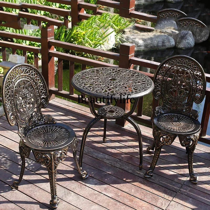 Outdoor Balcony Garden Furniture Sets Cast Aluminum Tables Garden Furniture Sets Leisure Open-air Conjunto Trendy FurnitureN138