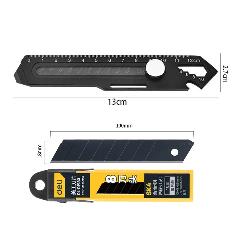 Imagem -04 - Multifuncional Paper Box Cutting Tool Wallpaper Cutter Utility Knife Stationery Inoxidável Office ou Ferramenta ao ar Livre 10 em 1