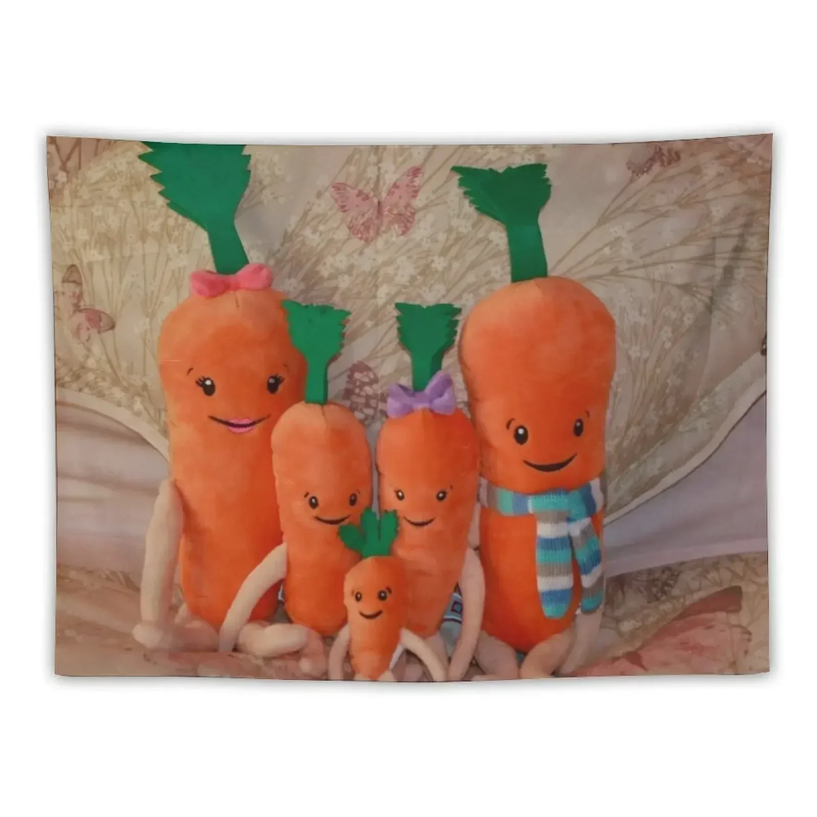 

Carrot Family ( Kevin, Katie, Chardonnay, Jasper & Baby Carrot ), Tapestry Carpet Wall Decor For Room Tapestry