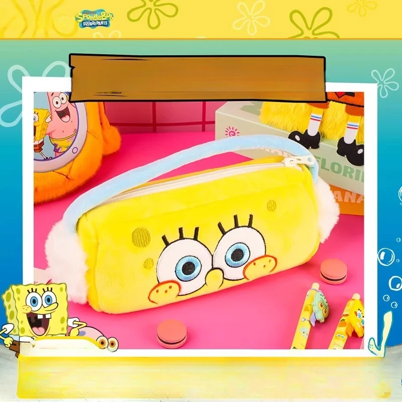 

SpongeBob Winter Series Plush Storage Bag, Cute Cartoon Organizer Pouch for Scarf Hat, Soft Warm Drawstring Sack Gift