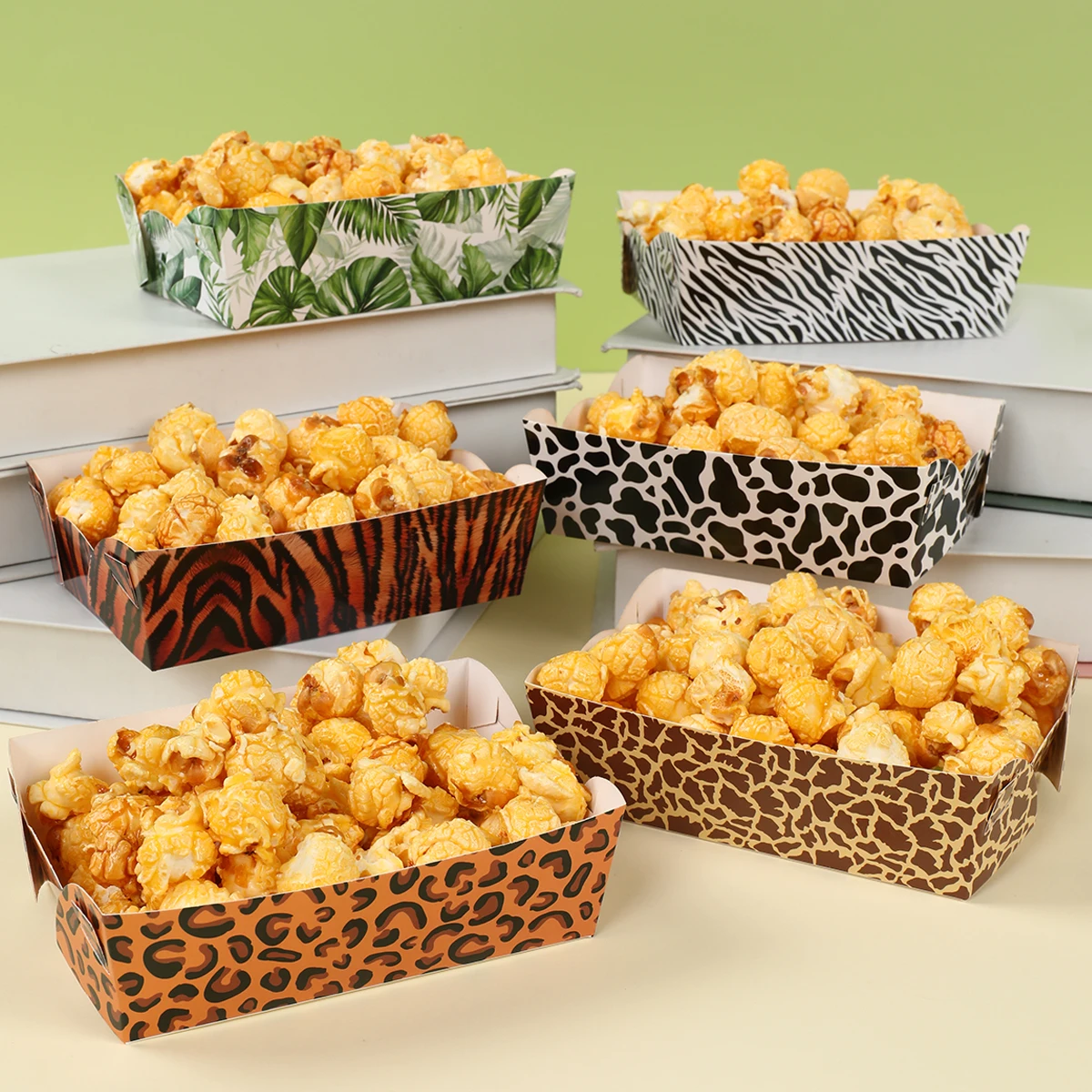 Jungle Animal Party Supplies Mini Snack Trays Leopard Print Paper Food Trays Safari Theme Birthday Party Decorations Baby Shower images - 6