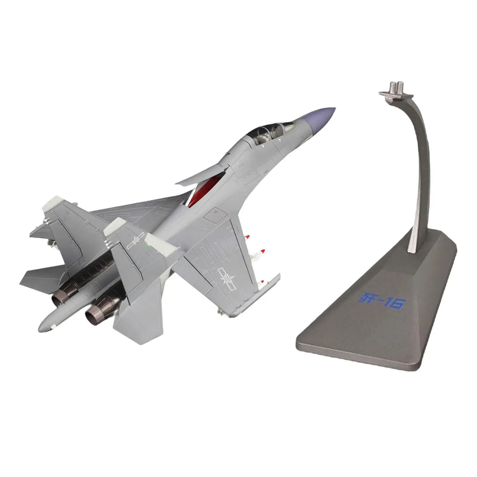 1/48 J16D Fighter Kids Toys Desktop Decoration Simulation Aircraft Airplane with Stand for Home Living Room Shelf Bar Cafe