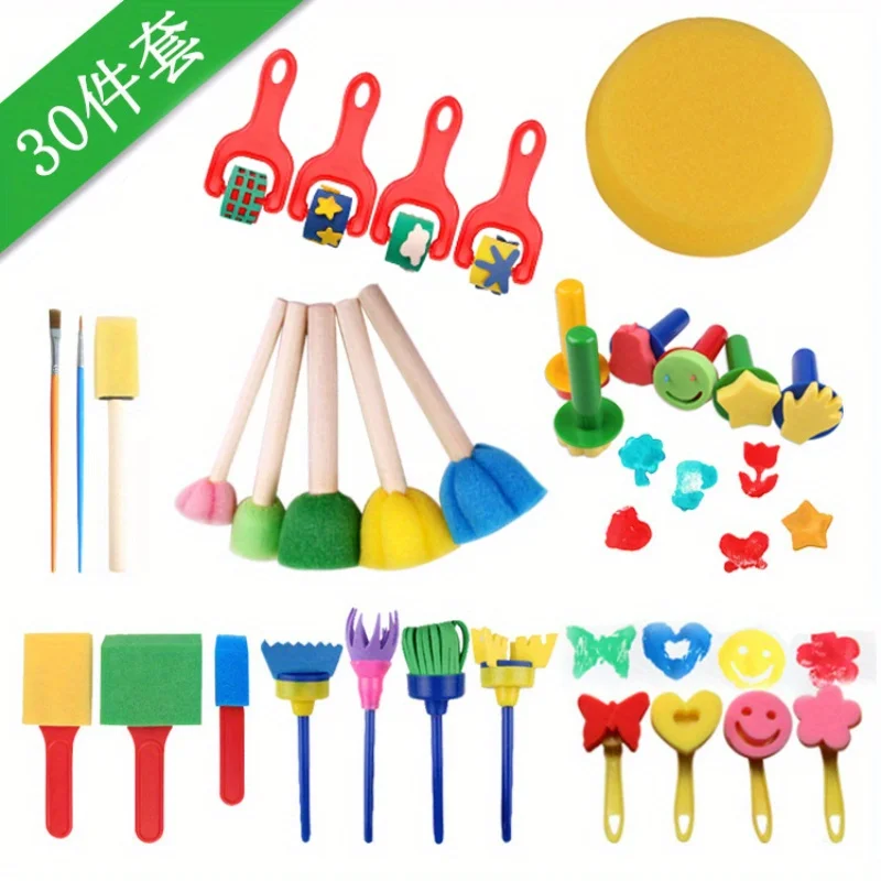 

30pcs Sponge Painting Sponge Seal Painting Tool Set Of 30 Pieces, art Graffiti Rubbing Brush Christmas 、Halloween 、Thanksgiving