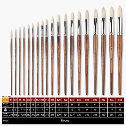 ArtSecret High Grade 3200R Pro Interlocked Chungking White Bristle Oil Paint Art Supplies Artist Brush