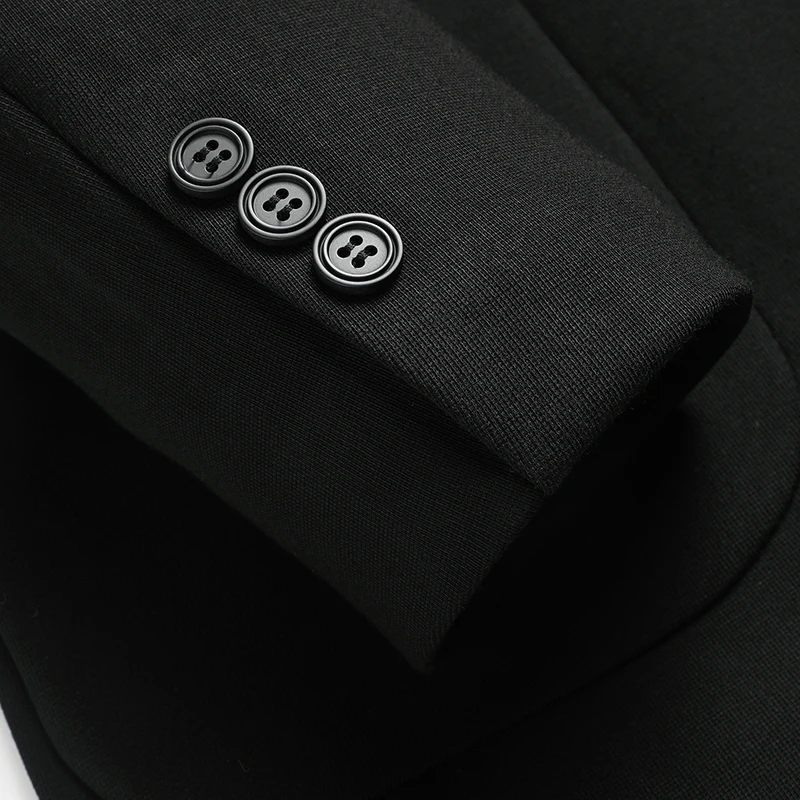 2025 Autumn Men's Black Blazers Smart Casual Slim Fit Suit Jacket Business Office Attire Menswear Elegant Workwear Quiet Luxury