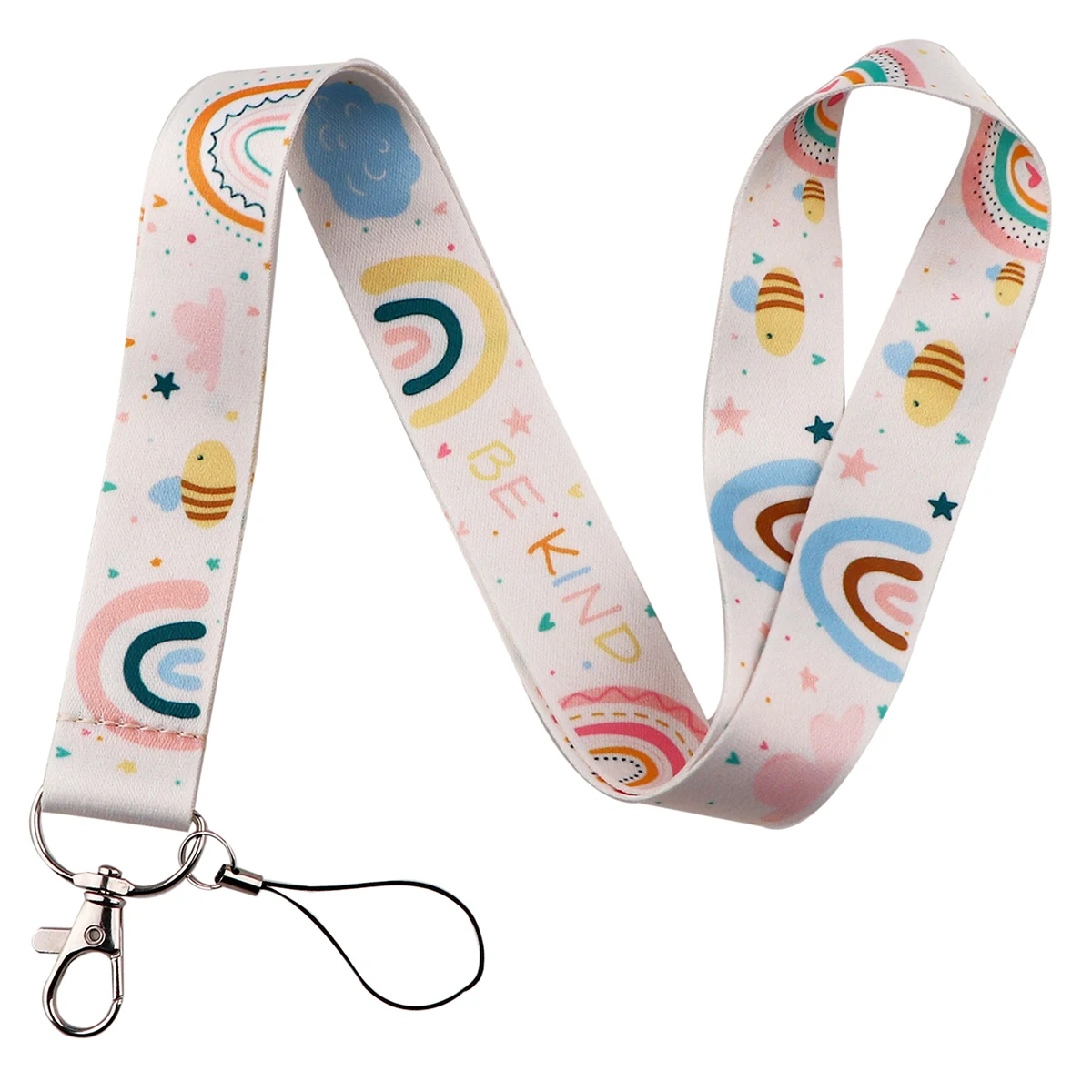 Kolorowe tęczowe chmury smycz na telefon smycz na szyje na klucz dowód osobisty paski do telefonu pokrowiec na karty DIY wiszące sznurka na szyję