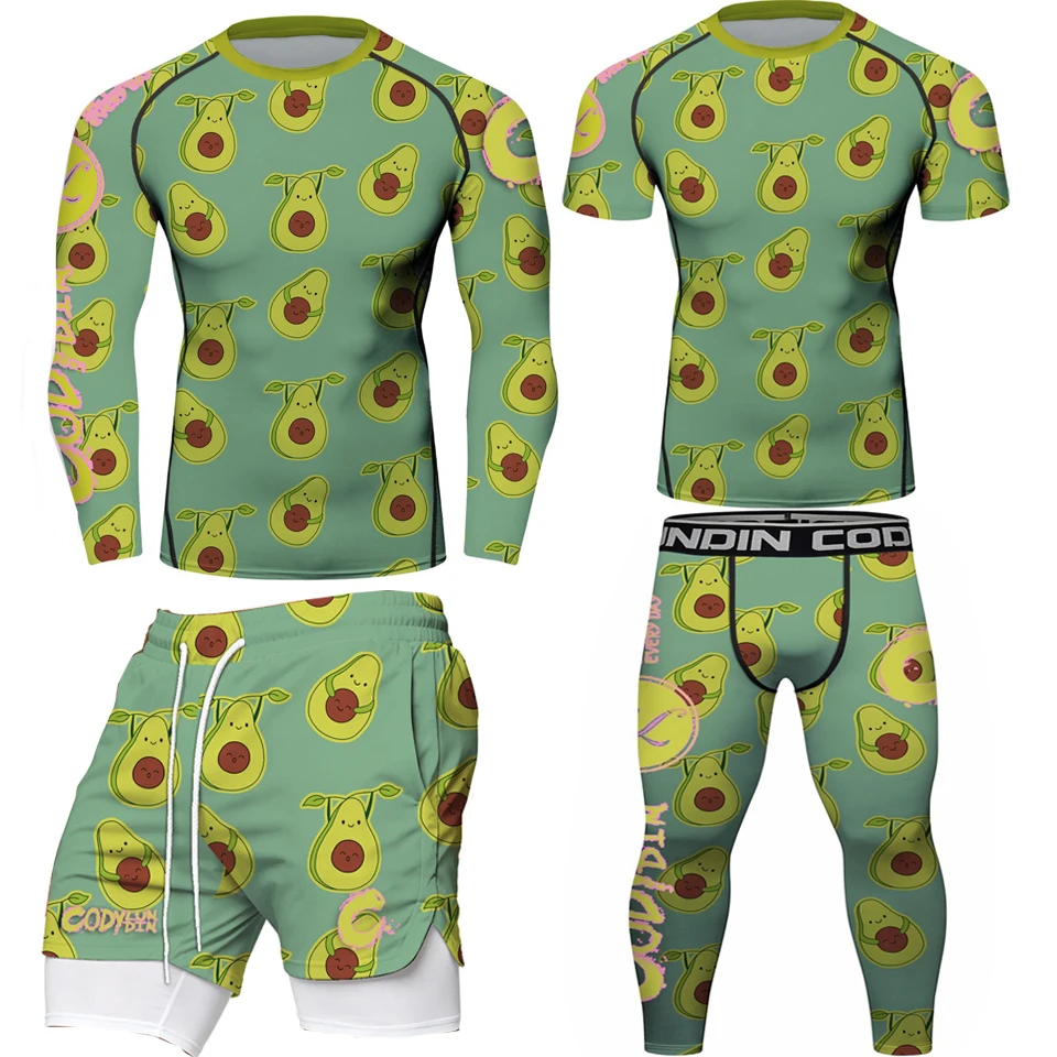 New MMA Rashguard Men Kimono Jiu Jitsu T-shirt Leggings Sets Bjj Kickboxing Compression Shirts Muay Thai Boxeo Fighting Shorts
