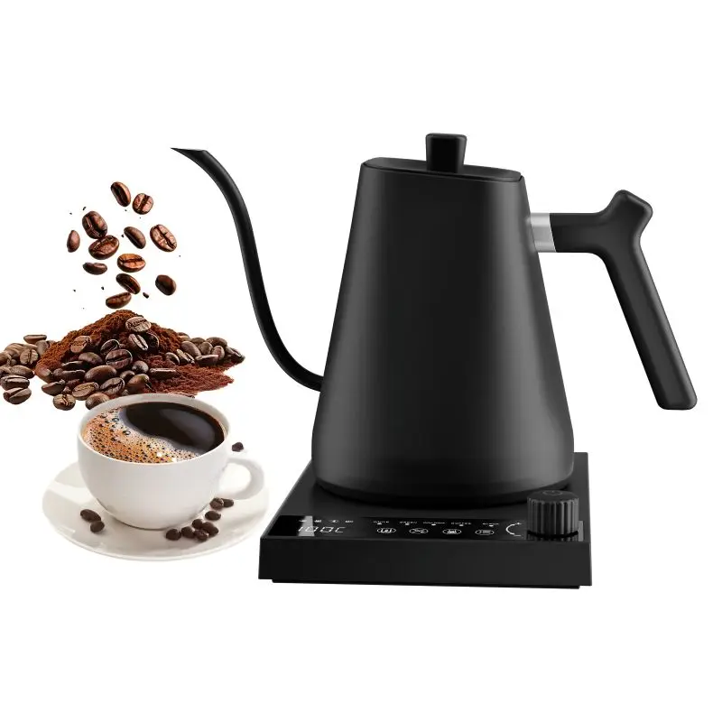 

Электрический чайник из нержавеющей стали 304, емкость 600 мл, 1000 Вт, умный термостатический чайник на гибкой стойке для наливания кофе и чайника