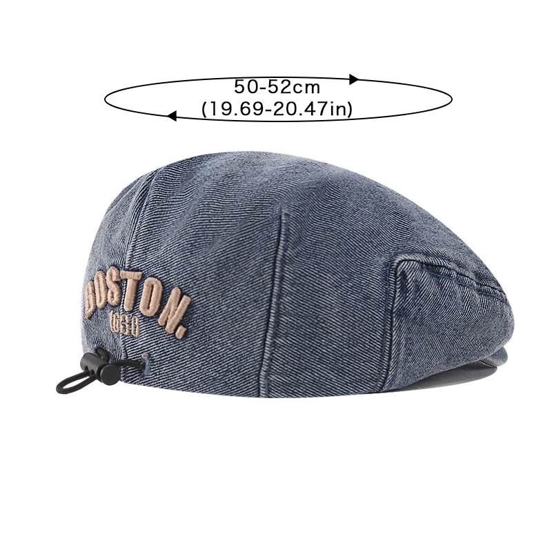 BOSTON Embroidery Kids Denim Beret Fashion Solid Color Spring Autumn Boy Girl Sun Hats For Kids Outdoor Adjustable Forward Hats image 6