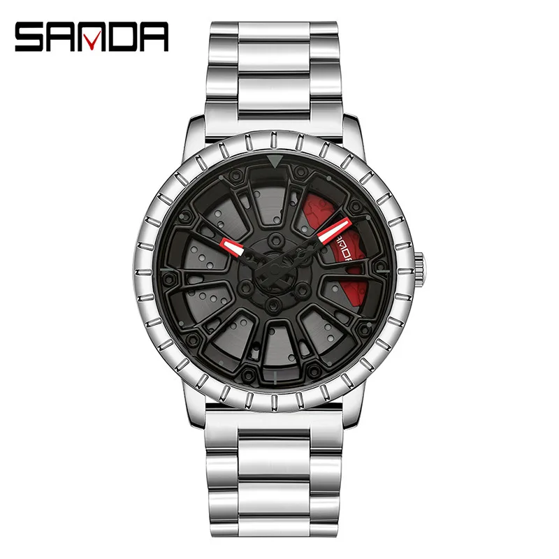 Free Shipping OUTLETSSanda New1058Steel Belt 's Fashion Trend Minimalist Creative Hollow Quartz Men's Watch