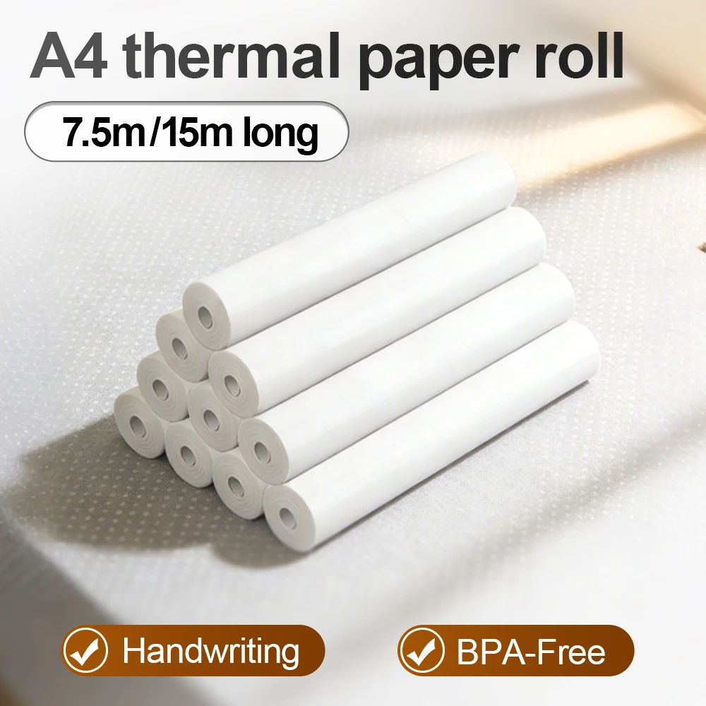 2 Rolls A4 Thermal Paper 7.5m Fast-Drying and Writable 15m Large Thermal Paper Roll