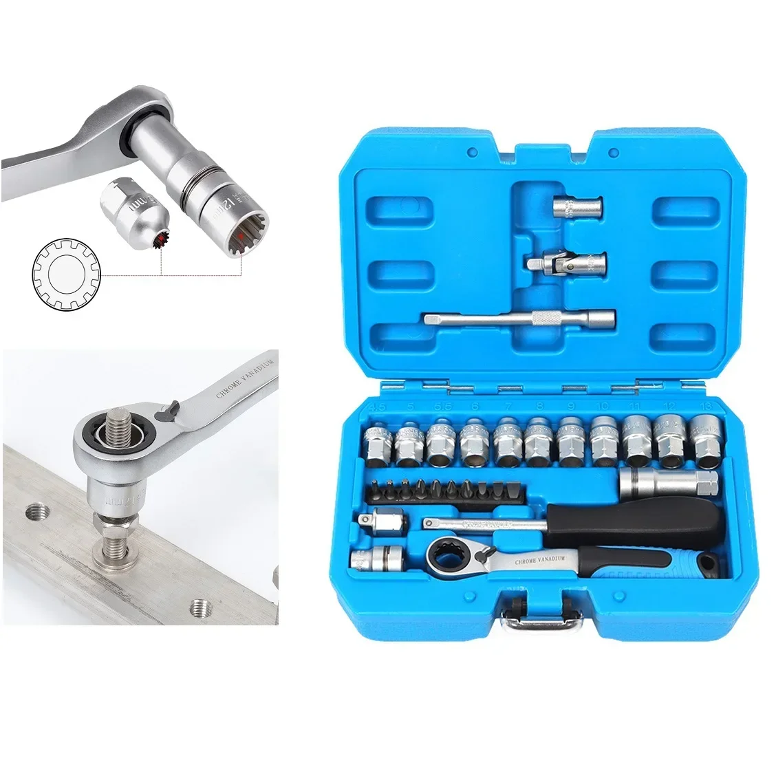 

29PCS Core Ratchet Socket Wrench Kit Socket Set Car Repair Tool Ratchet Torque Wrench Auto Repairing Tool Set