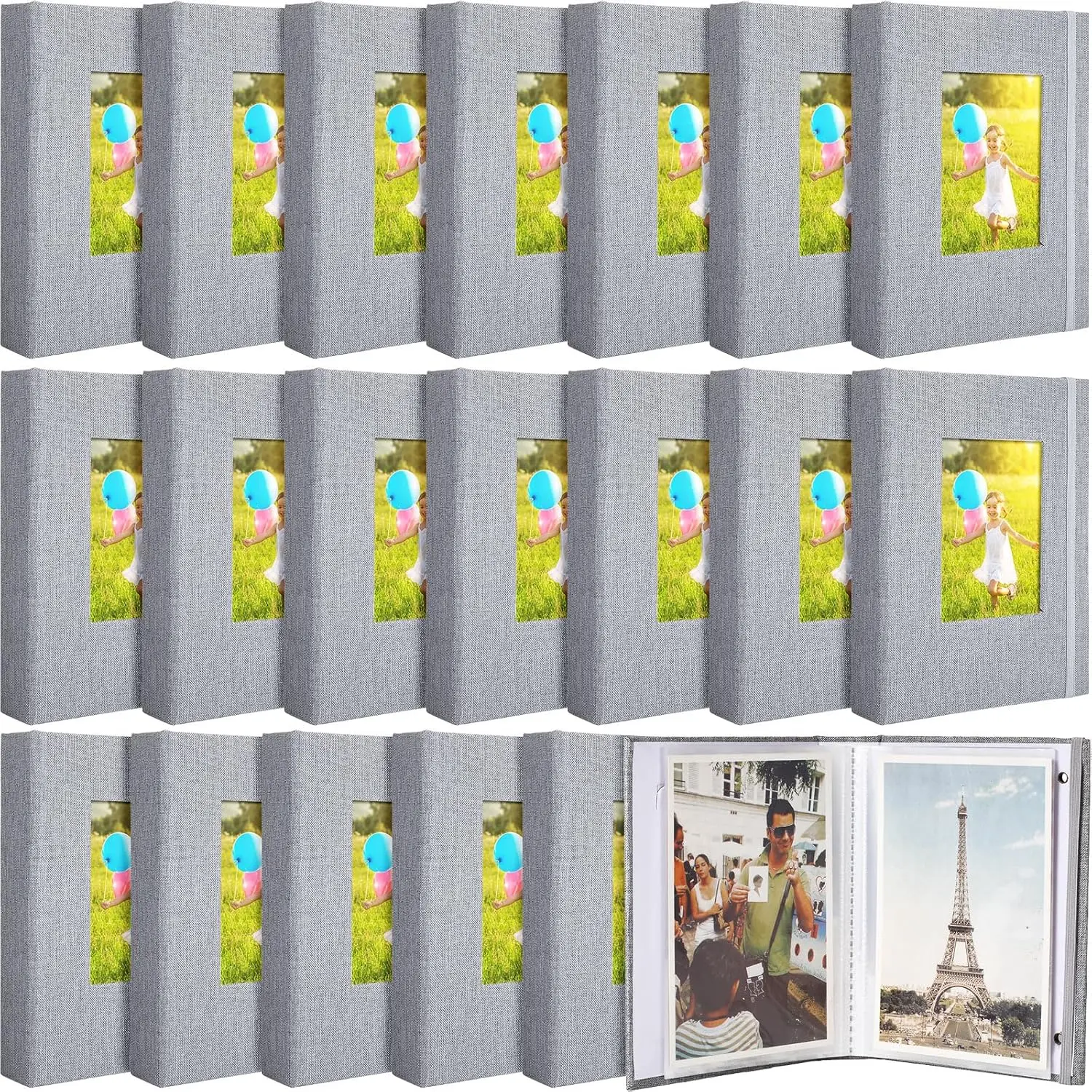 

20 Packs Photo Album 4x6 Small ​Picture Album Linen Cover Memory Book with Front Window 26 Clear Pages Hold 52 Pictures ​f
