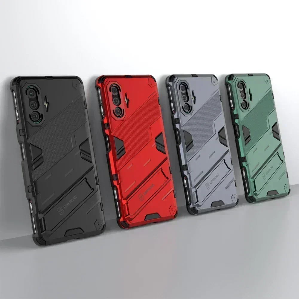 Shockproof Armor Rugged TPU Bumper Fundas Cover For Xiaomi Poco F3 GT Redmi K40 K 40 Gaming Case PC Stand Coque Shell Housing
