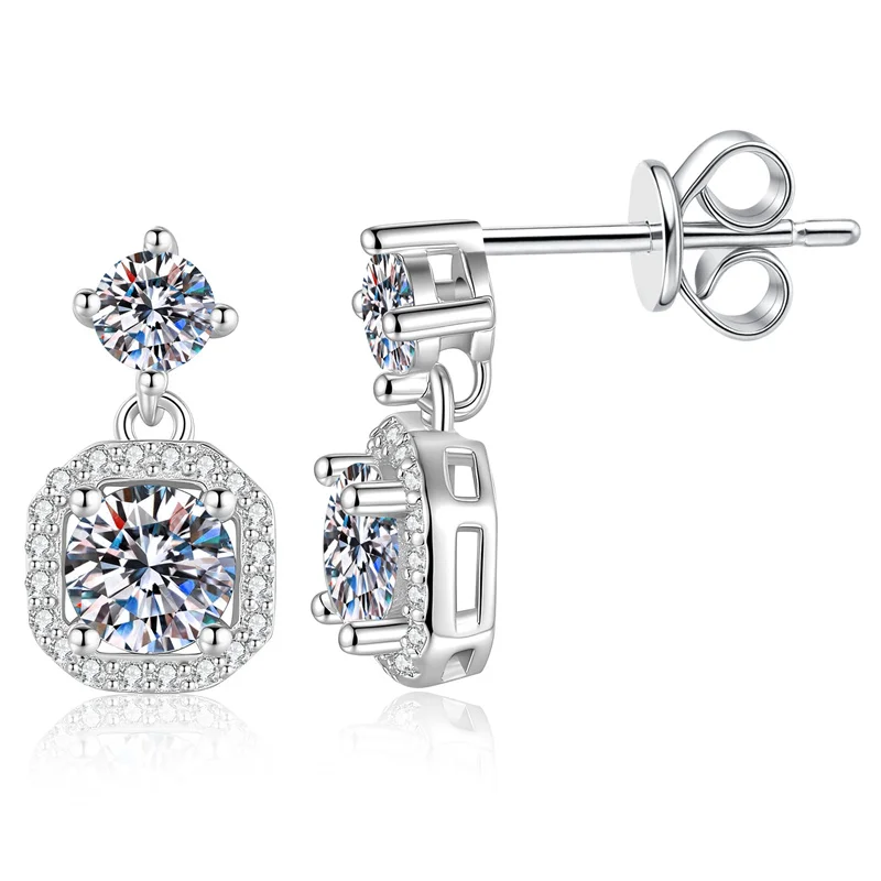 

Серьги-подвески E335 Lefei Fashion Color D с классическим квадратным муассанитом и бриллиантами для женщин, из стерлингового серебра 925 пробы, ювелирное украшение для вечеринок, подарок