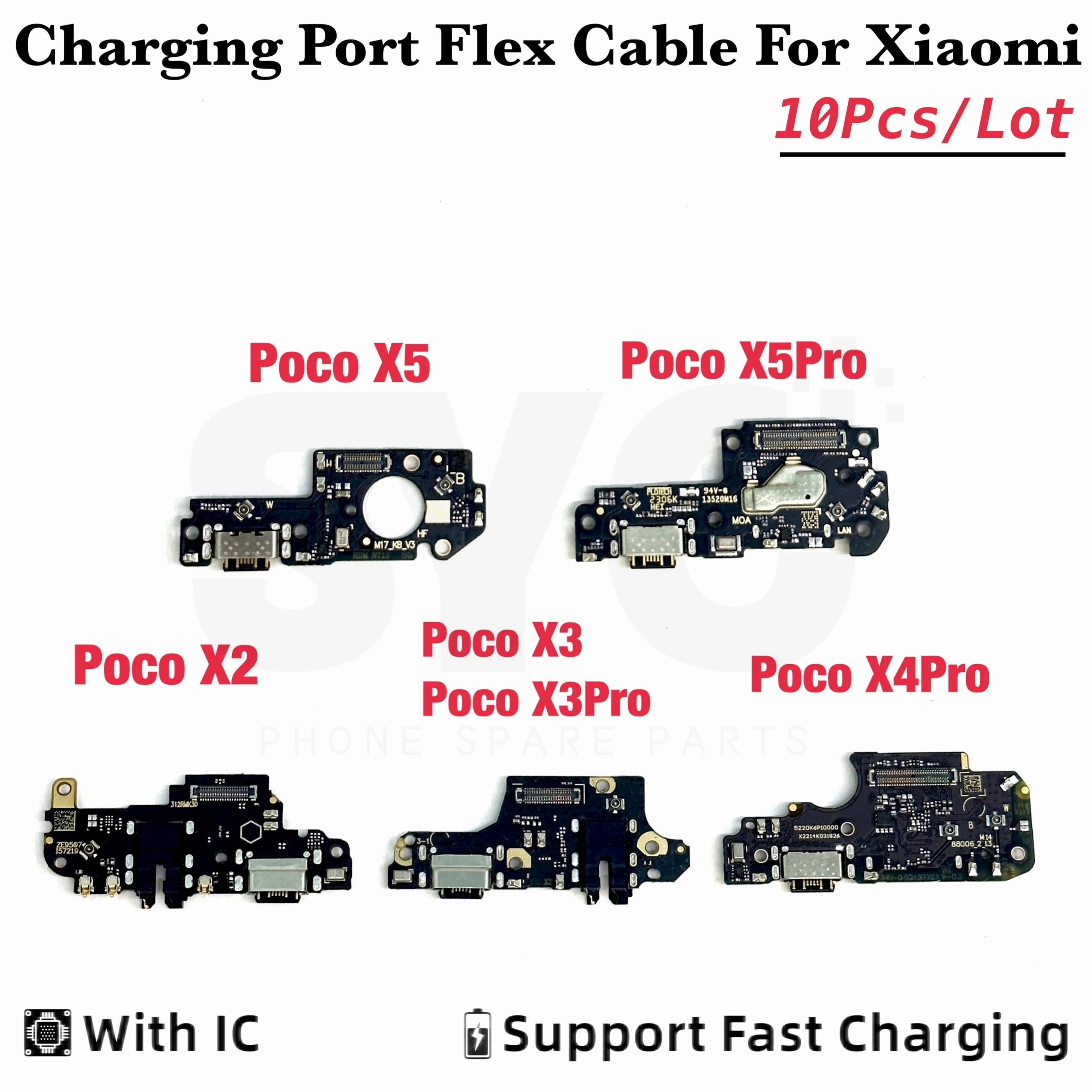 

10Pcs/Lot Good quality USB Charger Charging Port For Xiaomi Poco X2 X3 X4 X5 Pro Dock Connector Microphone Board Flex Cable