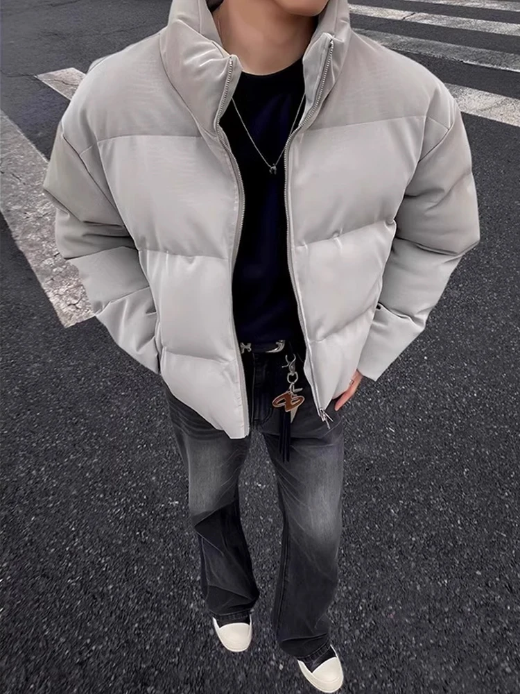 

Warmth Thiened Stand Collar American Retro down Cotton Jaet Men's Winter Cleanfit Bread Sle High Sensation Cotton Coat