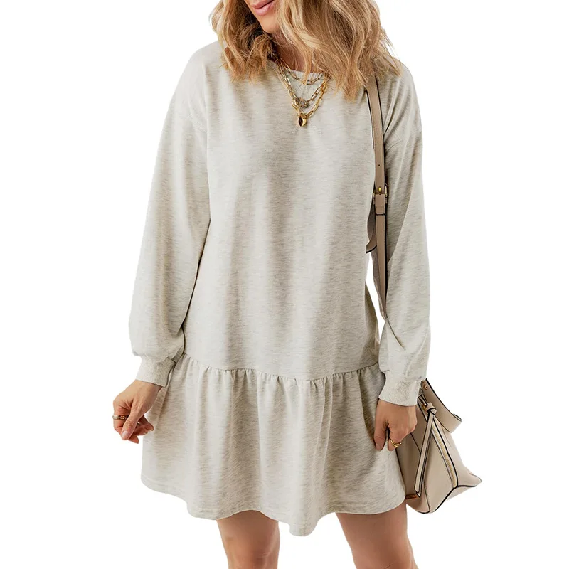 

2024 Autumn and Winter New Fashion Grace Strapless Long Sleeves Knitting Thread Dress Solid Color Full Dress Long Dress