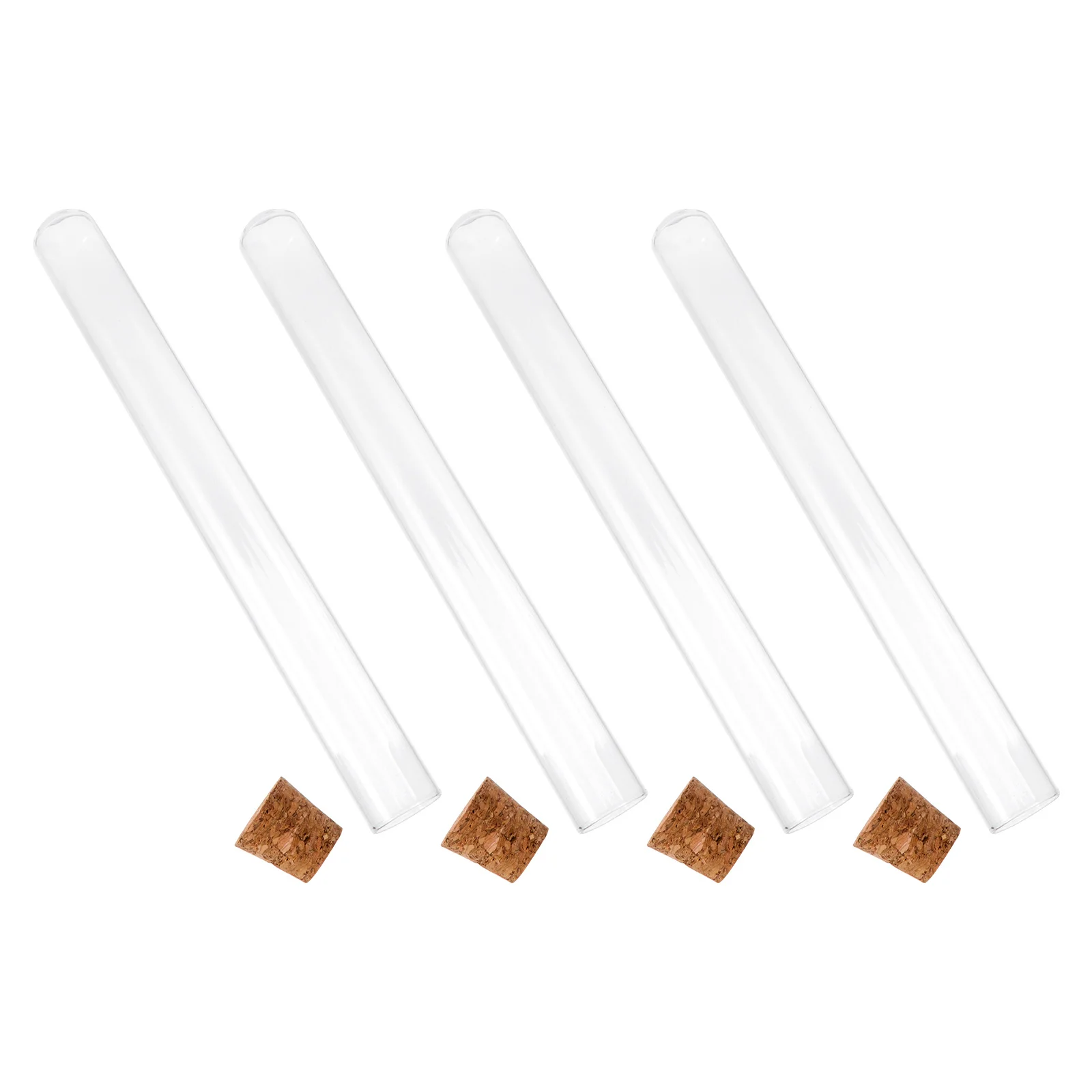 

4pcs Glass Test Tubes Transparent Flat Bottom With Cork Stoppers For Liquid Powder Storage Scientific Experiments Portable Small