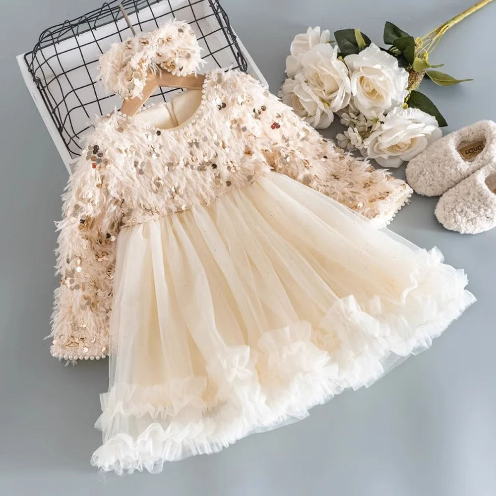 

Prom Dress Glitter Champagne Princess Tulle Skirt For Girls Party Night Costumes Kids Elegant Clothes Party Dresses for Girls